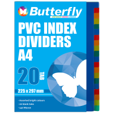 Butterfly A4 File Dividers PVC 140 Micron 20 Tab