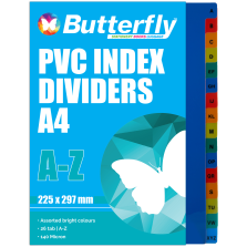 Butterfly A4 File Dividers PVC 140 Micron A-Z 16 Tab