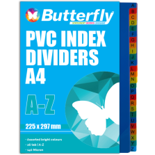 Butterfly A4 File Dividers PVC 140 Micron A-Z 26 Tab