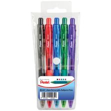 Pentel BK440 Retractable Ballpoint Pens 0.1MM With Soft Grip - Wallet Of 5