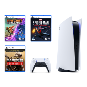 PS5 Disc Edition With Spider-Man MM, Ratchet&Clank And Sniper Ghost Warrior