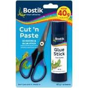 Bostik Cut and Paste 40g Glue Stick Plus Scissors