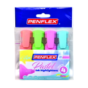 Penflex Highlighter Pastel Higlo Wallet of 4 Assorted Colours