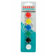 Parrot Circular Magnets 6 Per Card - Assorted