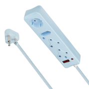 Switched 4 Way Surge Protected Multiplug 0.5M Braided Cord Blue