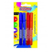 Penflex Permanent Markers Fine Tip Pack of 4 Assorted Bright Colours
