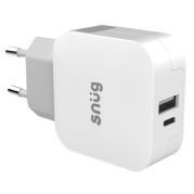 Snug 2 Port 42W PD Wall Charger With Type C Cable  White