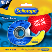 Sellotape Clear 18mmx20m Plus Dispenser