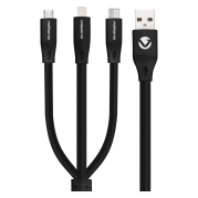 Volkano Slim 3 in 1 Cable 1m Black