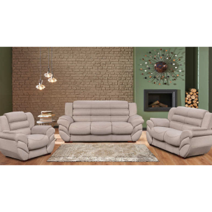 Abby 3 Piece Lounge Suite in Fabric, Beige