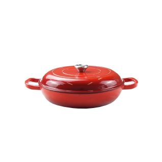 Aqua 31cm Round Enamel Cast Iron Casserole Dish Red