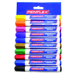 Penflex Whiteboard Markers Wallet of 10 Assorted Colours