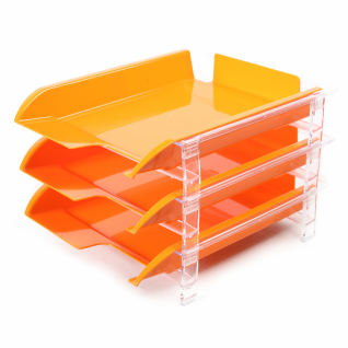 Bantex Vision Letter Tray with 3 Sliding Trays Orange