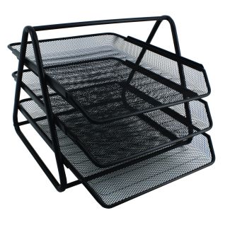 SDS Wire Mesh Letter Tray 3 Tier Black