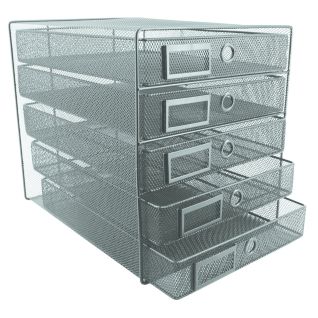 SDS Filing Wire Mesh 5 Drawers System Silver