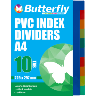 Butterfly A4 File Dividers PVC 140Micron 10 Tab