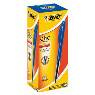 BIC Clic Medium Ballpoint Pens Blue Box Of 20