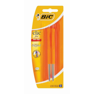 BIC Clic Fine Black Ballpoint Pens Pack Of 2