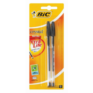 BIC Crystal Xtra Life Ballpoint Pens Black Pack Of 2