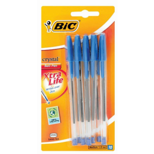 BIC Crystal Xtra Life Ballpoint Pens Blue Pack Of 10