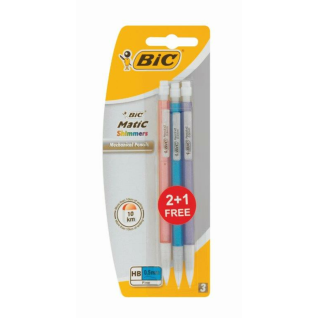 BIC Matic Shimmer 0.5mm HB Clutch Pencils Pack Of 2 + 1 Pencil Free