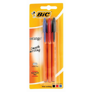 BIC Orange Fine Ballpoint Pens Assorted Pack Of 3