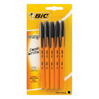 BIC Orange Fine Ballpoint Pens Black Pack Of 10