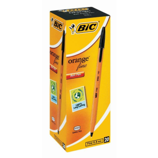 BIC Orange Fine Ballpoint Pens Black Box Of 20