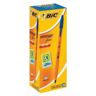 BIC Orange Fine Ballpoint Pens Blue Box Of 20