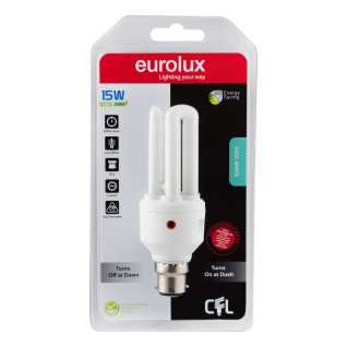 Eurolux CFL Day Night Sensor 3U B22 15w Cool White