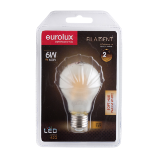Eurolux LED Soft Hue Filament A60 E27 6w Warm White