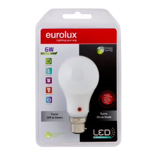 Eurolux LED Day Night Sensor 6w B22 Base Cool White