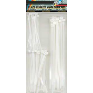 Moto-Quip 75pcs assorted set of white cable ties