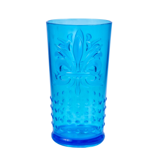 Lumoss Set of 4 Clear Turquoise Fleur Acrylic Glass