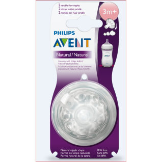 Philips Avent Teat Natural 2.0 Slow Flow -1m