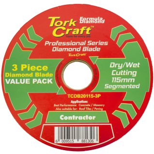 Tork Craft Diamond Blade Segmented 115Mm Professional Bulk 3 Pack