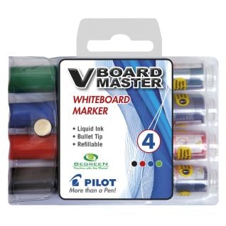Pilot V Board Master Whiteboard Marker Wallet Of 4